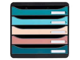 Exacompta Exacompta Schubladenbox "Skandi", DIN A4+, 5 Schubladen offen, sortiert – Produktbild 1 von 1