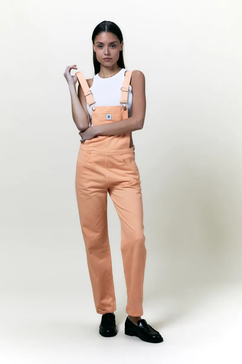 Côtelé Côtelé Damen vegan Latzhose Mom Aus Canvas Pfirsichfarben, Pfirsich, – Produktbild 2 von 2