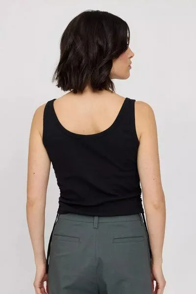 Mazine Mazine Ribbed Tank Top w Gathering - aus Biobaumwolle, Black (schwarz), – Produktbild 3 von 3