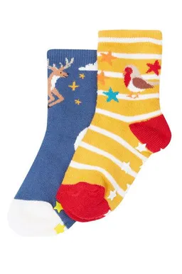 Frugi Frugi Weihnachts dicke Socken in Zweierpack mit Antirutsch-Noppen – Produktbild 1 von 1