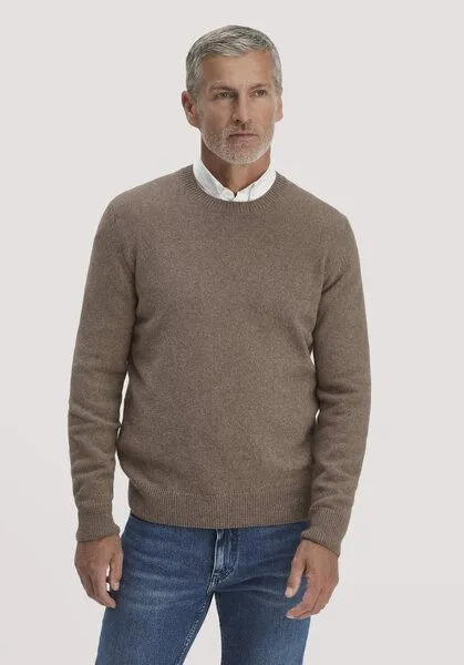 hessnatur hessnatur Strick Pullover Regular aus Bio-Merinowolle mit Bio-Baumwolle, Camel, – Produktbild 1 von 5