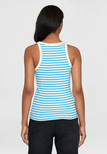 KnowledgeCotton Apparel KnowledgeCotton Apparel Tanktop - Striped racer rib top - aus Bio-Baumwolle, Blue/white, – Produktbild 3 von 4