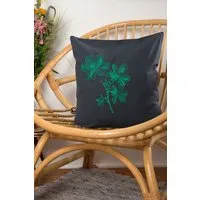 Hirschkind Hirschkind Bio-Kissenbezug 'Kastanie' dunkelgrau mit grünem Druck 40*40 cm – Produktbild 1 von 1