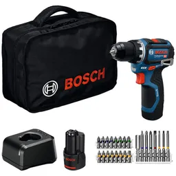 Bosch Professional Bosch Professional Bosch Akku-Bohrschrauber GSR 12V-32, incl. 2x Akku GBA 2 Ah, Ladegerät, Zubehör-Sets, Werkzeugtasche – Produktbild 1 von 1