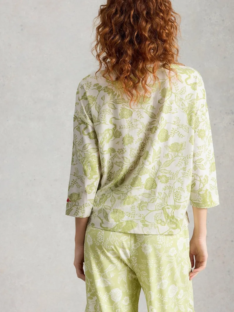 White Stuff Bedrucktes Pyjamatop Maya - L, Grün print, – Produktbild 4 von 4