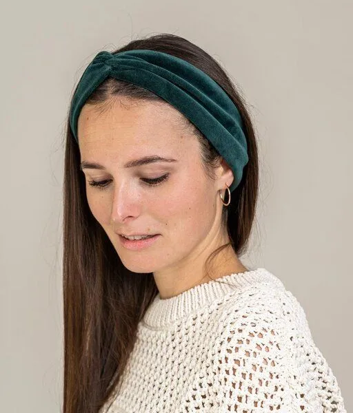 obumi obumi Haarband Bow aus Bio Samt, Dark green, – Produktbild 2 von 4