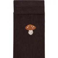 MELA Gerippte Socken mit Stickerei, 1er Pack, Dunkelbraun/mushroom, – Produktbild 1 von 1