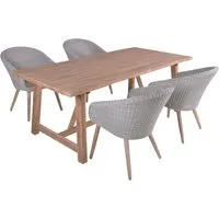 Gartenmöbel-Set "OAKLAND/ARVADA 01" 5-tlg. 1 Tisch Akazie, 4 Sessel KSgefl. pfeffergrau – Produktbild 1 von 1