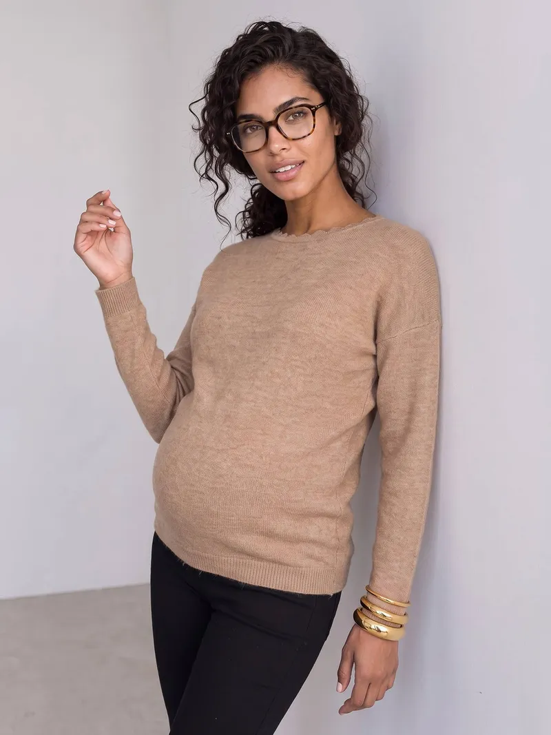 Vertbaudet Wendbarer Pullover in Wickeloptik für Schwangerschaft und Stillzeit, Beige, – Produktbild 2 von 4