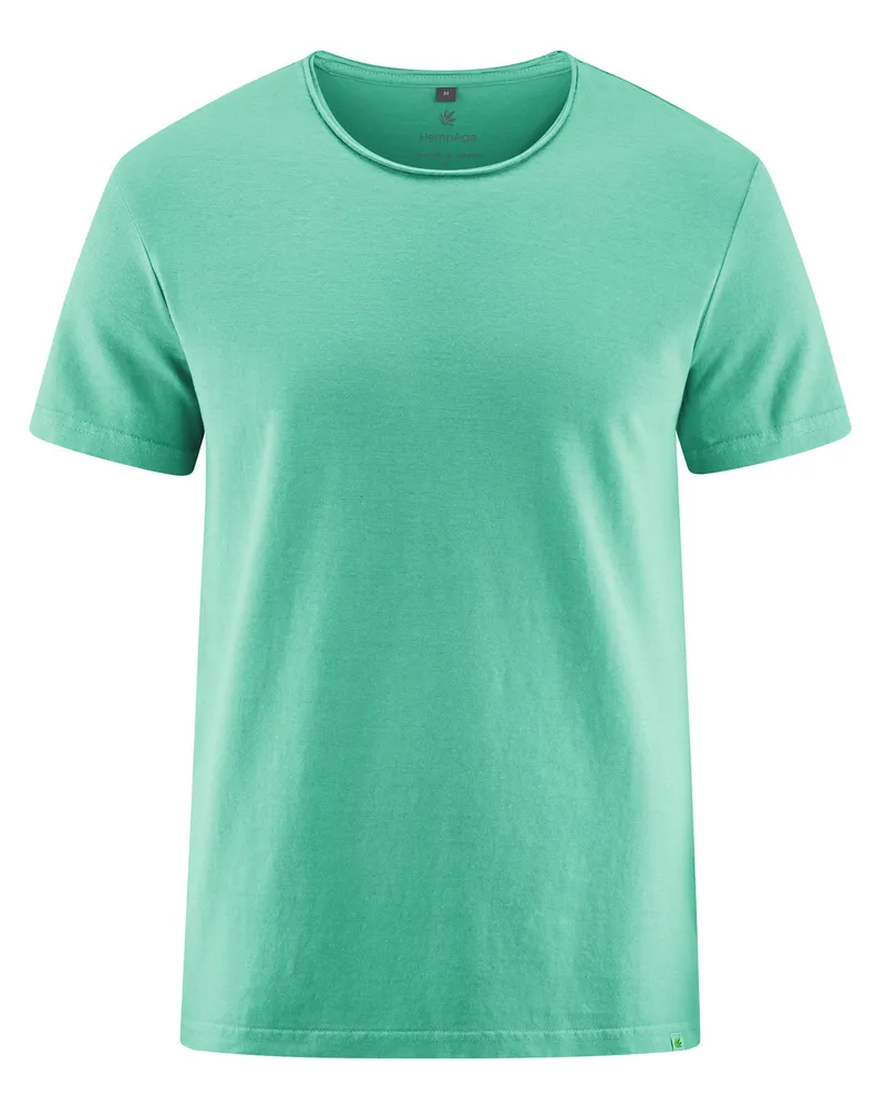 HempAge Hempage Herren vegan T-Shirt Mit Gerolltem Saum Miami Grün, Grün, – Produktbild 1 von 2