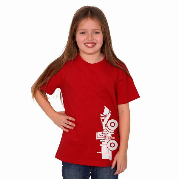 HANDGEDRUCKT HANDGEDRUCKT "Radlader 02" Kinder-T-Shirt, Red, – Produktbild 1 von 2