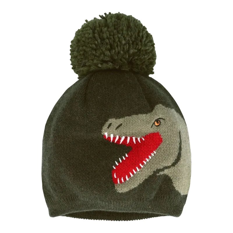 Maximo Maximo Winter-Strickmütze mit Bommel Dino, Oliv, – Produktbild 1 von 1