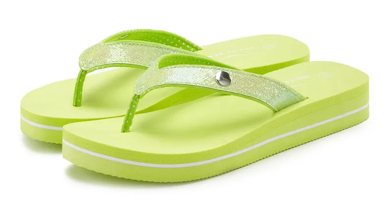 VENICE BEACH VENICE BEACH Sandale, Badeschuh, Badelatsche, Flip Flop, Badeschlappe, Pantolette Badezehentrenner Zehentrenner mit wasserabweisender und leichter Sohle VEGAN, Grün, – Produktbild 2 von 5