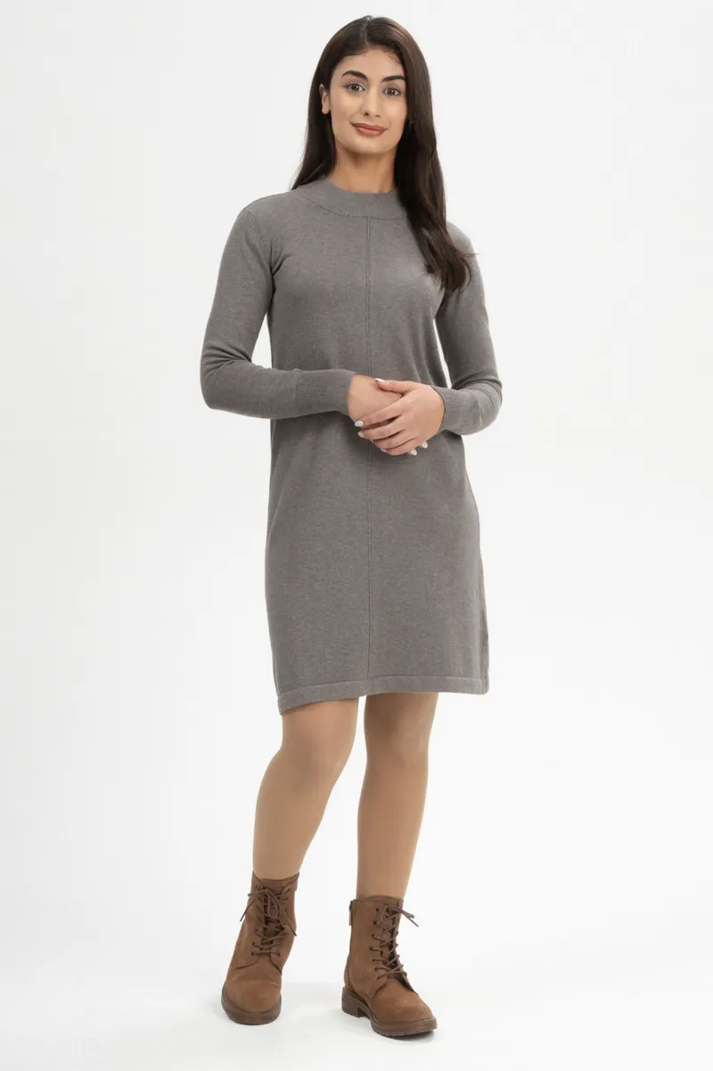 MELA MELA Damen vegan Kleid Feinstrick Harleen Bear Melange Graubraun, Braun, – Produktbild 2 von 2