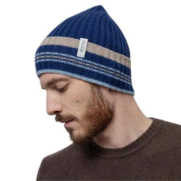 Rifò - Circular Fashion Made in Italy Rifò - Circular Fashion Made in Italy Mütze Mira aus recycelter Kaschmirwolle, Multicolor blue, – Produktbild 2 von 4