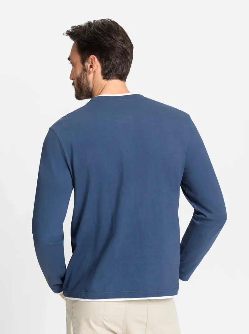 Catamaran Langarmshirt jeansblau + aquapetrol, Jeansblau + aquapetrol, – Produktbild 2 von 3