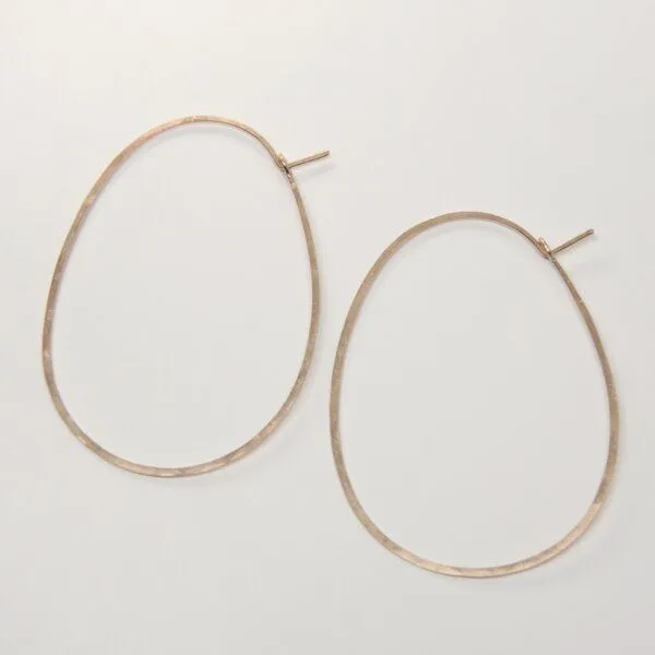 BELLYBIRD Jewellery BELLYBIRD Jewellery CREOLEN - Oval, gehämmert, M/L, Rosé vergoldet, – Produktbild 1 von 4