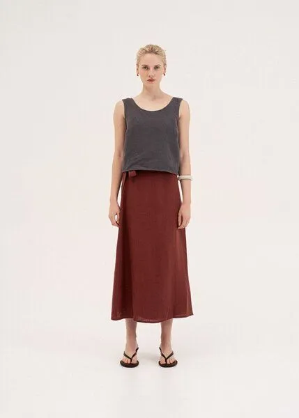 AmourLinen AmourLinen Schürzentop aus Leinen ELLA, Charcoal (schwarz), – Produktbild 1 von 4