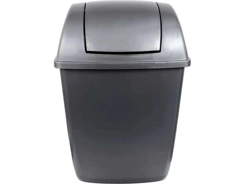 Abfalleimer mit Schwingdeckel, silber, 12 l – Produktbild 1 von 1