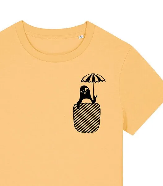 päfjes päfjes Pinguin Paul mit Schirm - Fair Bio Vegan - Frauen T-Shirt, Gelb, – Produktbild 2 von 4