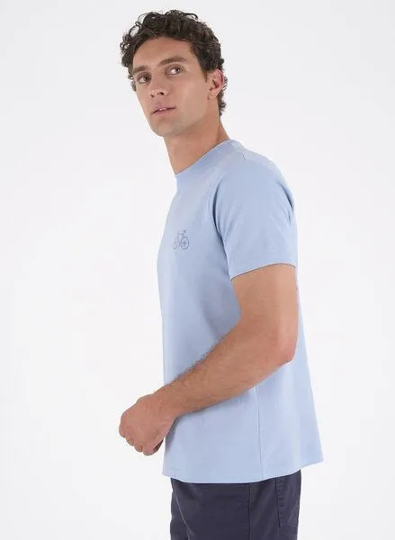 ORGANICATION ORGANICATION T-Shirt aus Bio-Baumwoll-Piqué mit Print, Blau(soft blue), – Produktbild 2 von 4