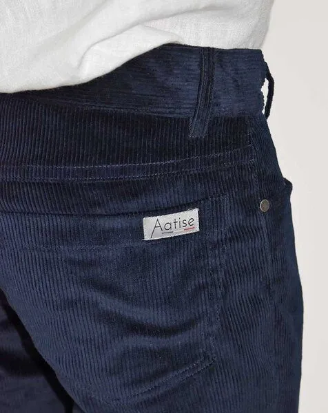 Aatise Aatise Herrenhose Zanzibar mid-raise aus stretch Bio-Cord, Blau, – Produktbild 2 von 4