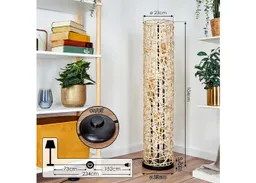hofstein Stehlampe Stehlampe aus Metall/Bambus in Schwarz/Gold/Natur mit Lichteffekt, ohne Leuchtmittel, Leuchte im Skandinavischen/Boho-Design mit Fußschhalter, E27 – Produktbild 1 von 1
