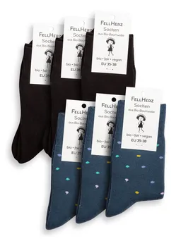 FellHerz FellHerz 6er Pack Kuschel-Socken mit Bio-Baumwolle schwarz und Konfetti – Produktbild 1 von 1