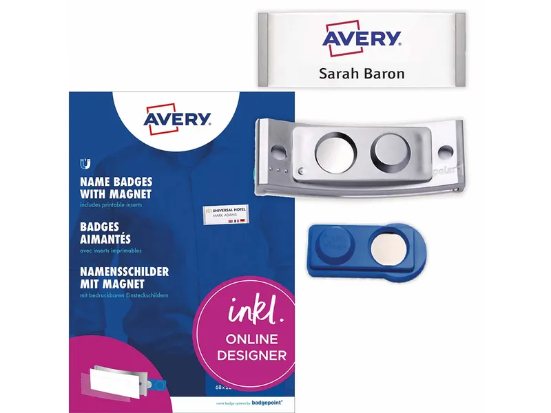 Avery Zweckform Avery Zweckform 20 Namensschilder 'Polar30' mit Magnet, silber, 70 x 30 mm – Produktbild 3 von 4