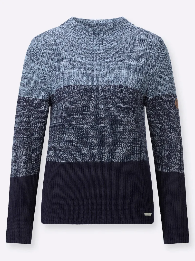 Witt Stehkragenpullover bleu-marine-geringelt, Bleu-marine-geringelt, – Produktbild 1 von 2