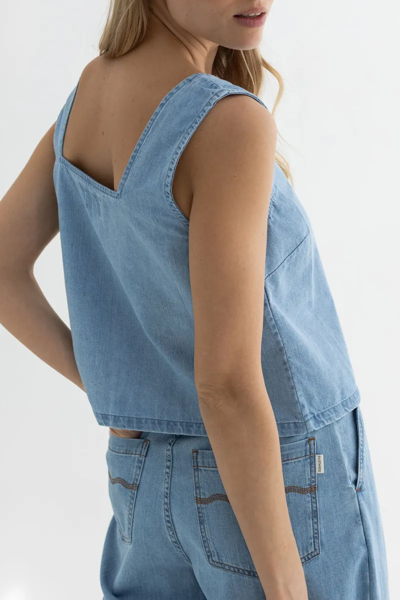 TWOTHIRDS TWOTHIRDS Damen vegan Oberteil Alagadi Denim Hellblau, Hellblau, – Produktbild 1 von 2