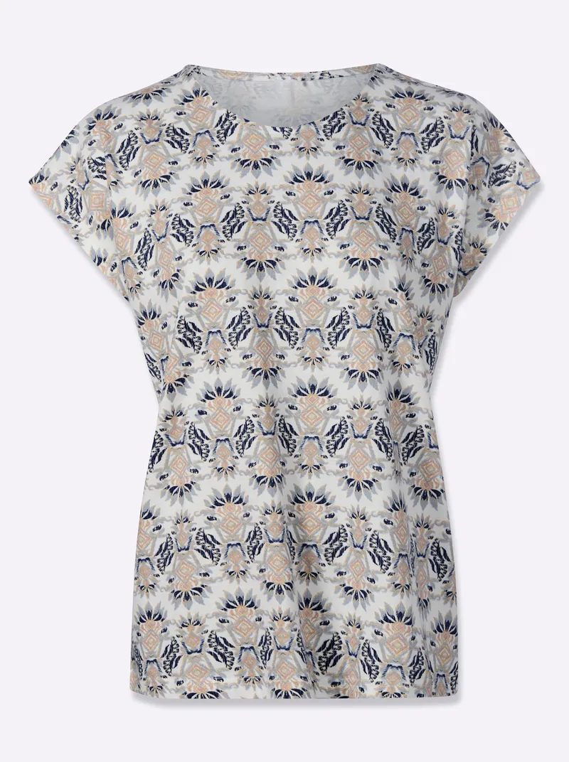 Witt Print-Shirt ecru-mauve-bedruckt, Ecru-mauve-bedruckt, – Produktbild 1 von 2