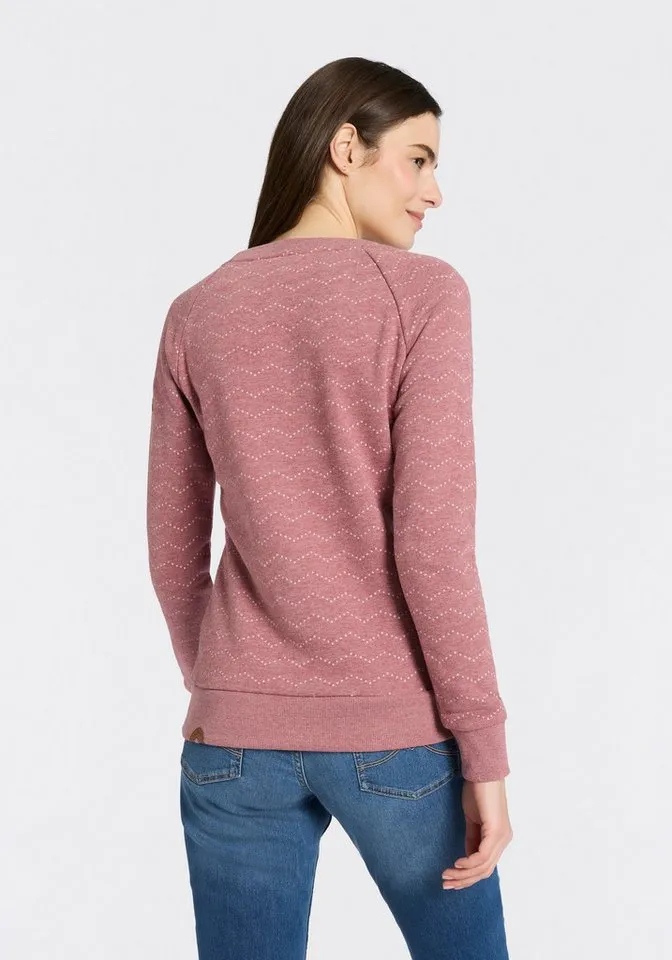 ragwear ragwear Sweatshirt DARIA ZIG ZAG O mit Zierknöpfen am Ausschnitt, Rot, – Produktbild 2 von 5