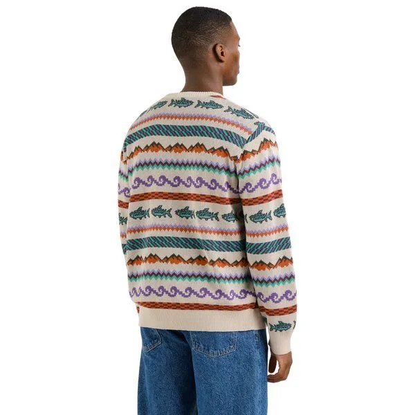 Dedicated DEDICATED Herren Strickpullover Mora Fair Isle, Oat white rainy day (weiß), – Produktbild 4 von 4