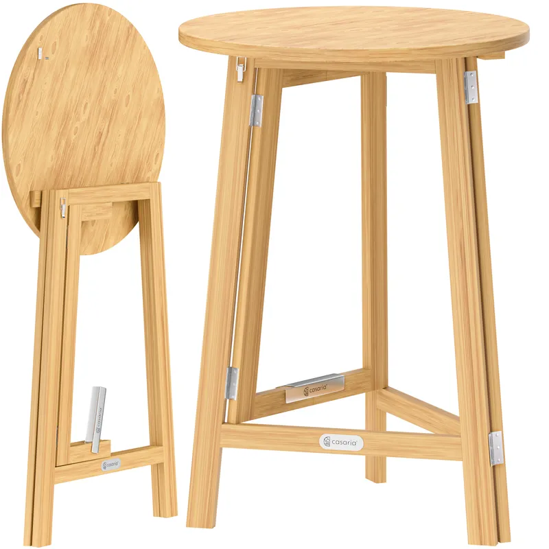Casaria® Stehtisch klappbar platzsparend Massivholz Ø78cm 111cm stabiler Stand, Braun, – Produktbild 1 von 2