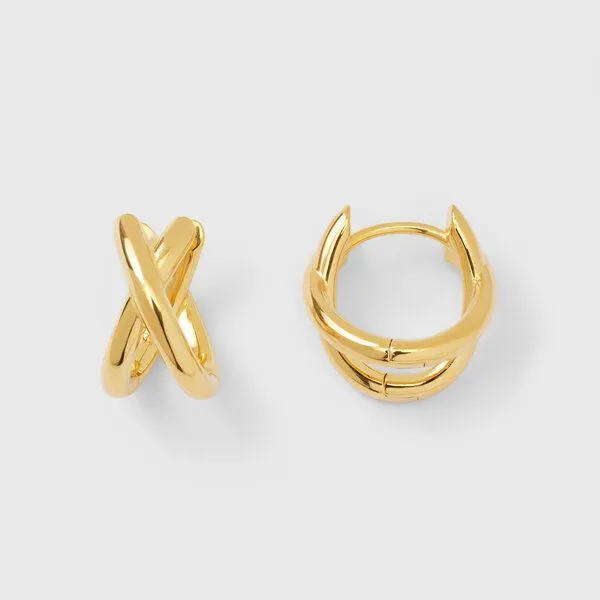 fejn jewelry fejn jewelry Ohrringe 'cross huggie' Creole, Gold, – Produktbild 1 von 3