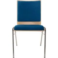 Besucherstuhl "A45" Buche lackiert, Gestell verchr., Steg, Sitz- und Rückenpolster blau – Produktbild 1 von 1