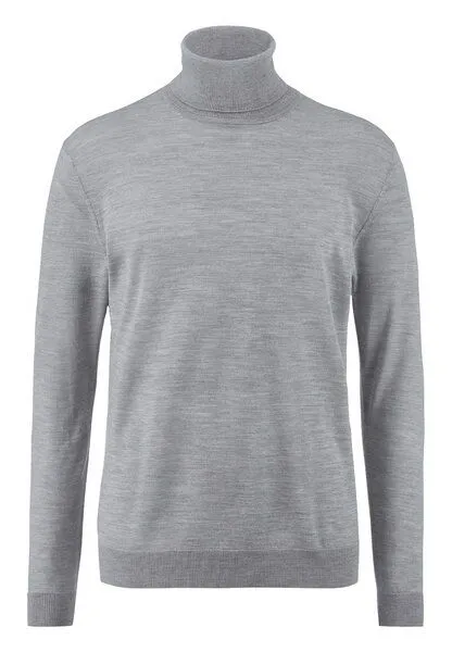 hessnatur hessnatur Strick Rollkragen Pullover Regular aus reiner Bio-Merinowolle, Hellgrau, – Produktbild 3 von 4