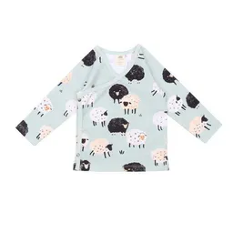 Walkiddy Kinder Langarmshirt GOTS-zertifiziert aus Bio-Baumwolle mintgrün mit Schaf-Motiv „Fluffy Sheeps“ – Walkiddy – Produktbild 1 von 1