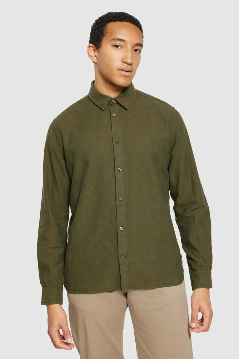 KnowledgeCotton Apparel KnowledgeCotton Apparel Herren vegan Hemd Flanell Dune Regular Forrest Night Green, Olivgrün, – Produktbild 2 von 2