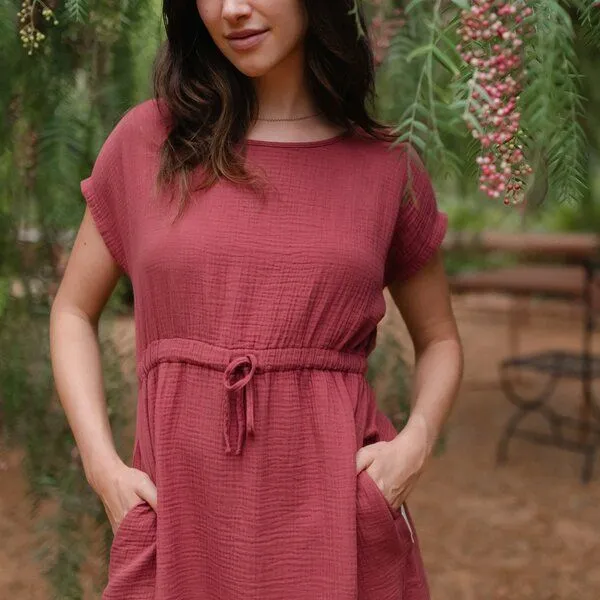 NORDLICHT NORDLICHT Musselin Kleid Eleni aus 100% Bio-Baumwolle, Rostrot (rot), – Produktbild 3 von 4