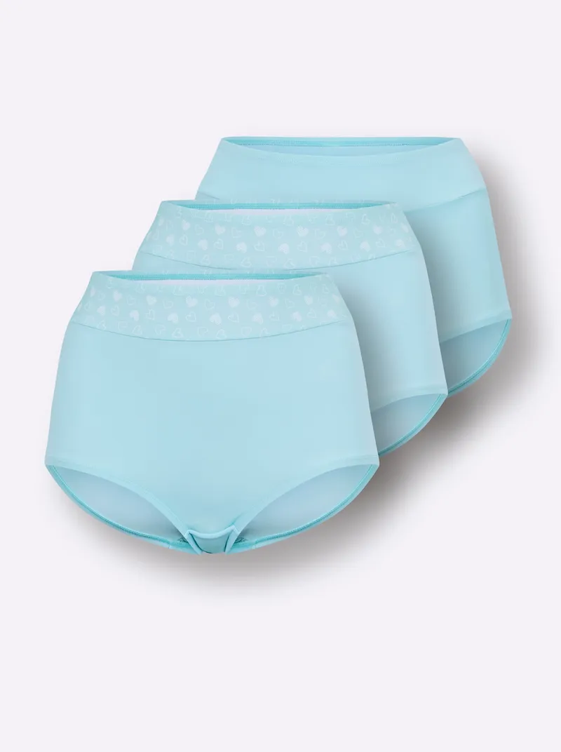 wäschepur Taillenslip 2x mint-weiß-bedruckt + 1x mint, 2x mint-weiß-bedruckt + 1x mint, – Produktbild 2 von 3