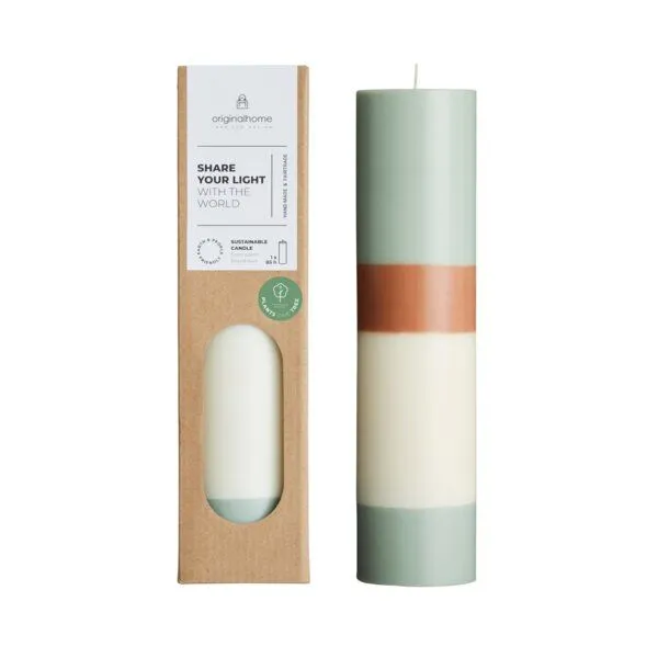 Originalhome Originalhome Geruchsneutrale Geschichtete Stumpenkerze – vegan & fair., Grün (pine tree), – Produktbild 1 von 2