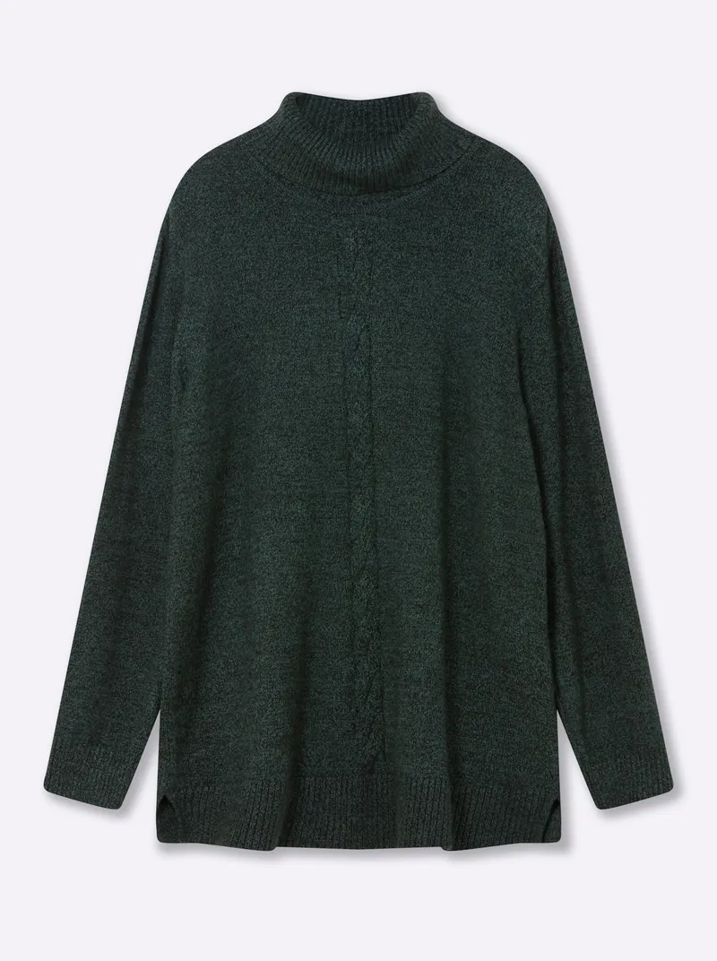 sheego Rollkragenpullover, Moos-meliert, – Produktbild 1 von 2