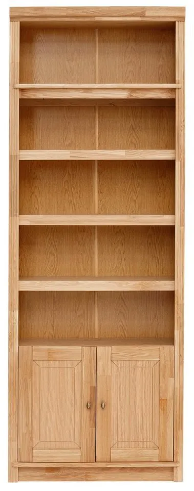 OTTO home Bücherregal Soeren Eiche Regal B/T/H: 80/29/220 cm mit 2 Türen, mit Eiche-Elementen, FSC®-zertifiziert, insgesamt 7 Fächer, Braun, – Produktbild 4 von 5