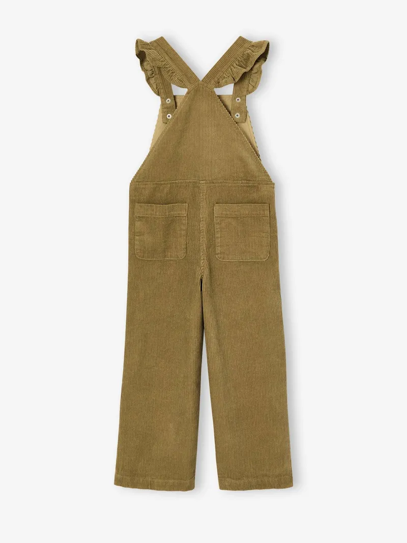 Vertbaudet Vertbaudet Cord-Latzhose mit Volantträgern Mädchen, Olivgrün, – Produktbild 3 von 4
