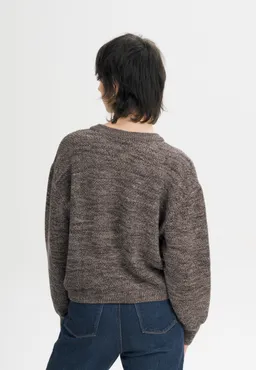 MELA MELA Damen vegan Strickpullover Strukturiert Suriya Braun Gesprenkelt – Produktbild 1 von 1