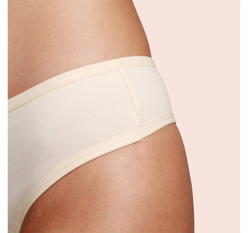Taynie Taynie Periodenslip Brazilian - Periodenunterwäsche leichte Blutung - Damen (1er-Pack) Auslaufsichere Periodenunterwäsche / Periodenslip aus Bio Baumwolle, Beige|braun, – Produktbild 3 von 5