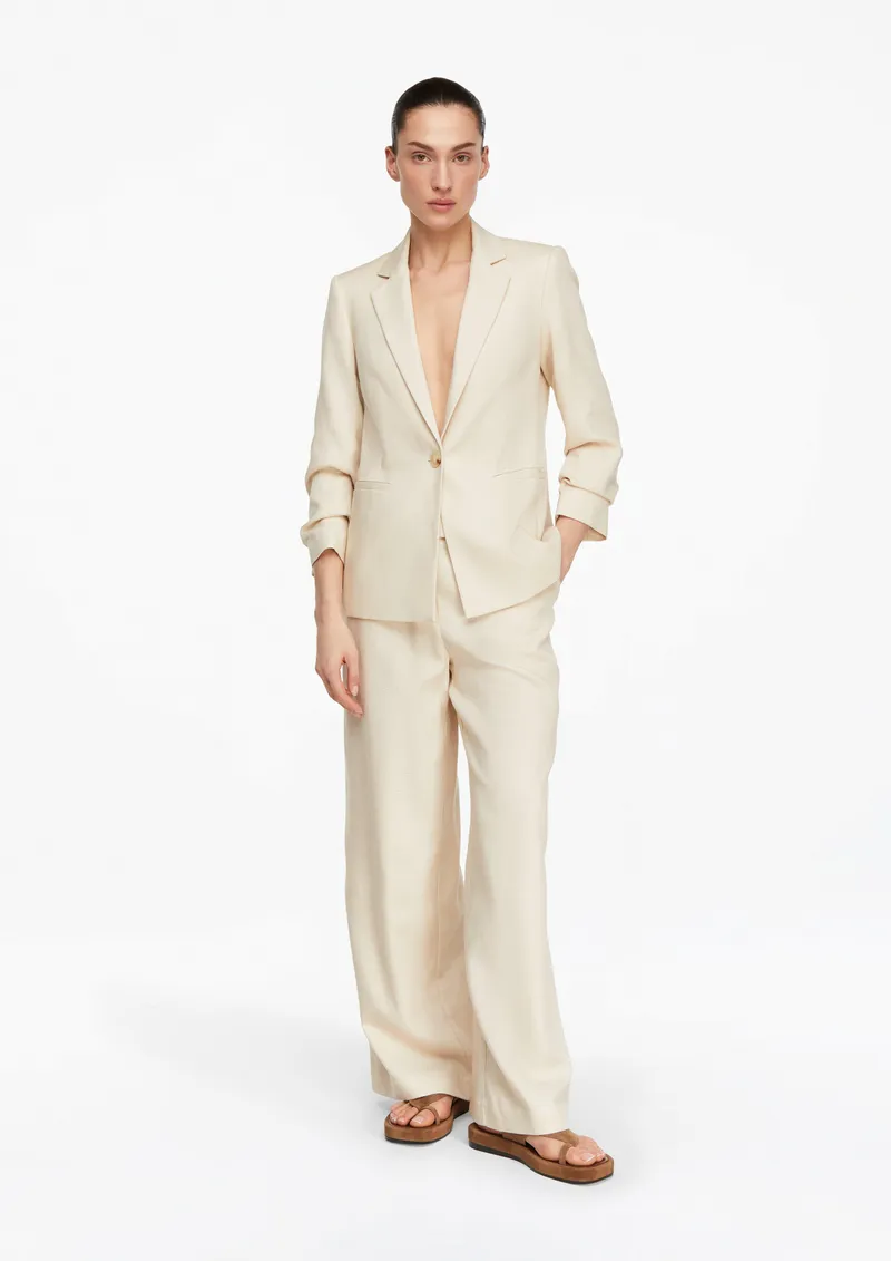 comma comma Strukturierte Wide-Leg-Hose aus Lyocellmix, Beige, – Produktbild 2 von 4