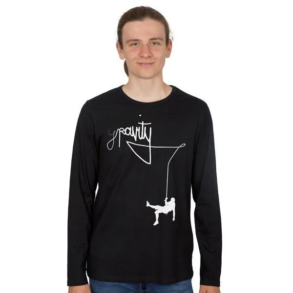 HANDGEDRUCKT HANDGEDRUCKT "Gravity" Männer Longsleeve, Black, – Produktbild 1 von 3